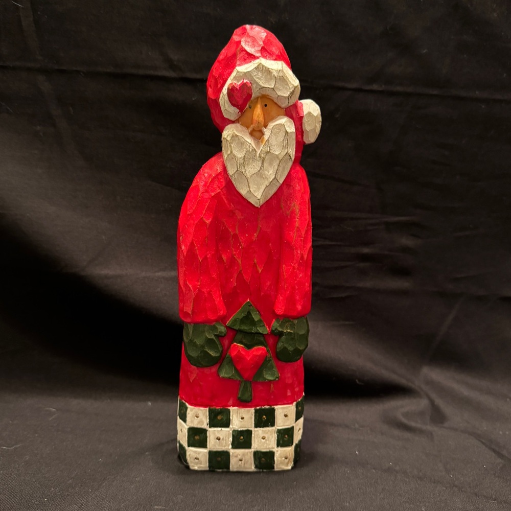 Folk Art Red Santa Figurine